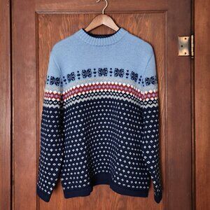 Vintage Lands` End Fair Isle Men's Wool Sweater